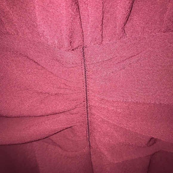 Women's Express Burgundy Short Sleeve Modest Dress - Picture 13 of 13